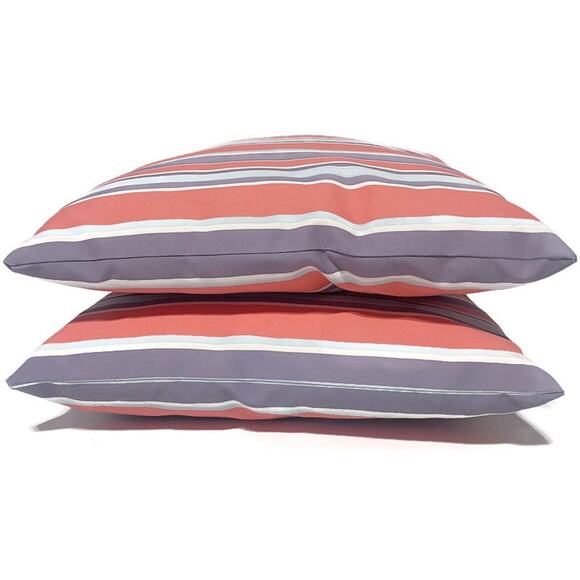 Accent Throw Pillows Orange Purple Blue 14" x 14" Set of 2 Indoor Outdoor - Picture 4 of 5